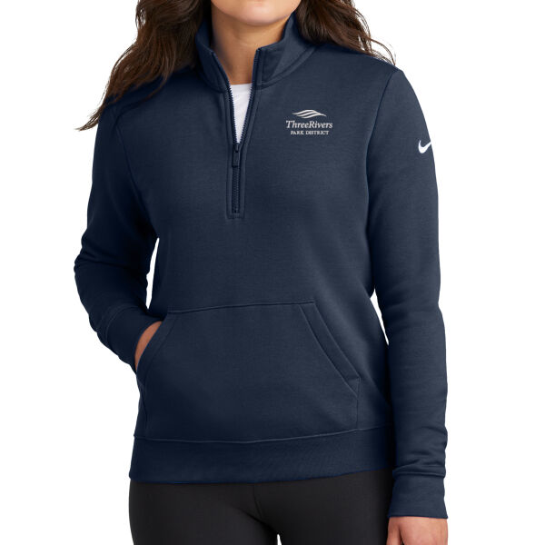 3RN109 Ladies Club Fleece Sleeve Swoosh 1/2 Zip Thumbnail